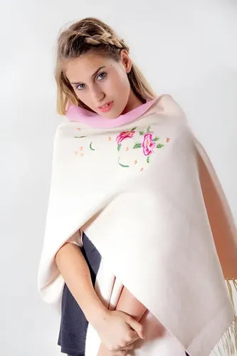 Ruana Poncho Capa  Mangas Tipo Puño Importada Bordada