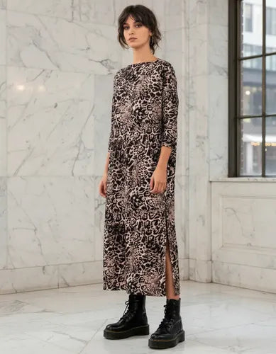 Vestido Largo Tipo Túnica De Diseño Gris S (amplio)