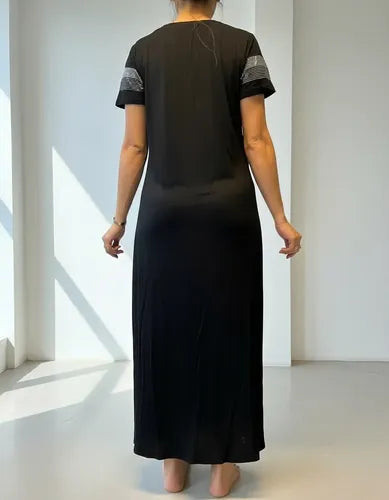 Vestido Modal Con Strass Importado Largo