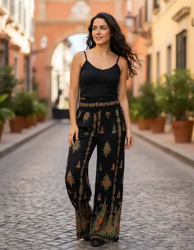 Pantalon Palazzo Hindu Hippie Chic T/ Rapsodia Talle M A Xl