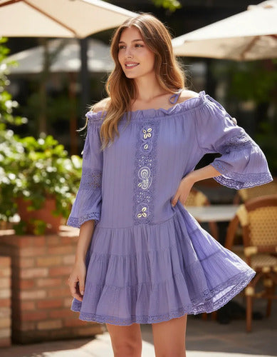 Vestido  Bordado Importado Tipo Vars Hippie Chic
