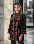 Saco Chaqueta Chiffon Bordada Velvet Fiesta Importada  Negro Único Liso