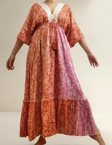 Vestido Largo De India Con Lurex