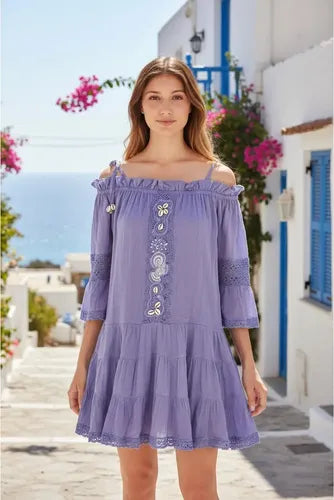 Vestido  Bordado Importado Tipo Vars Hippie Chic