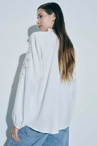 Blusa Manga Larga Bordada Importada Fiesta Noche