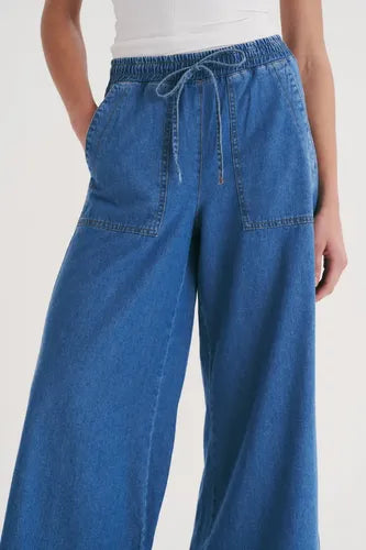 Pantalón Jean Oxford Denim Camisero Celeste Liso S