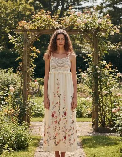 Vestido Crochet Bordado Importado Boho