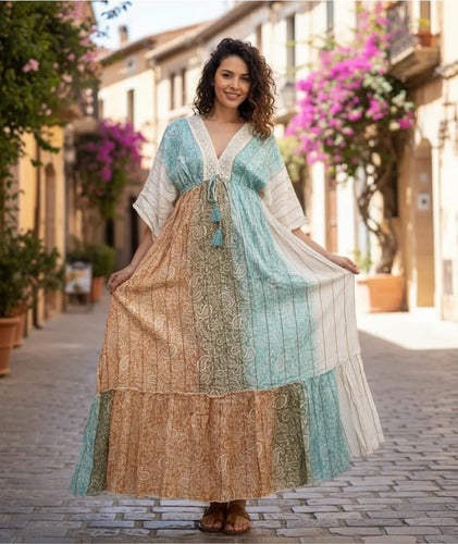 Vestido Largo De India Con Lurex