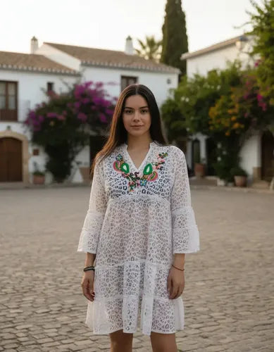 Vestido India Bordado Boho  Blanco Encaje Único
