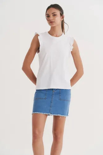 Mini Jean Pollera Denim Elastizada Celeste Liso L