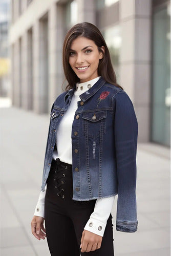 Campera De Jeans Bordada Importada Boho Style