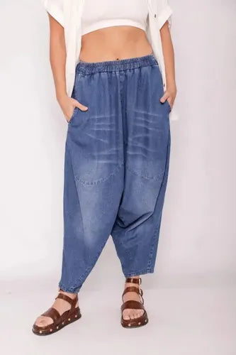 Pantalón Babucha Jean Thai Talle Especial 2da Selección Azul Liso M