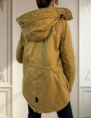 Campera Militar Parka  Forrada Importada  Verde Musgo S Liso