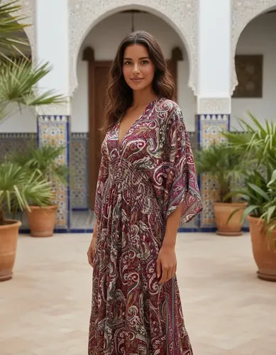 Vestido De Seda Hindú Largo Mod. 42