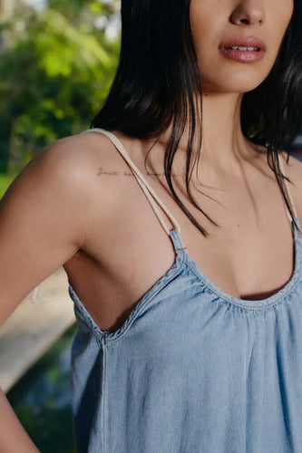 Vestido  Solero De Jean  Camisero  Denim Celeste L