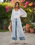 Kimono Boho Largo Amplio Blanco Único