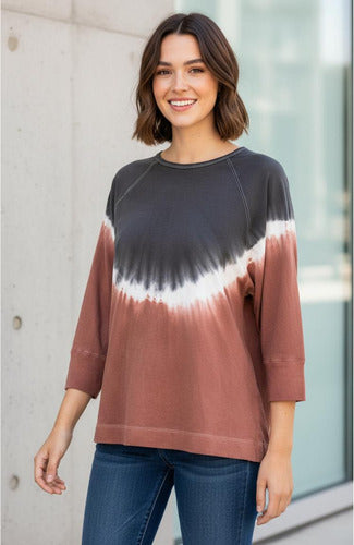 Blusa Remera Manga Larga Batik Diseño Negro Y Gris 1