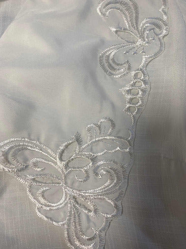 Vestido Lino Blanco Boho Con Cuello Blanco S