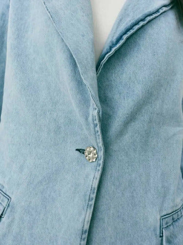 Saco Blazer De Jean Nuevo 2da Selección Celeste L Liso