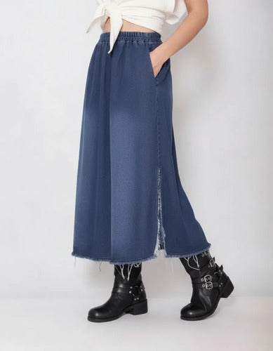Pollera De Jean Desflecada Modelo Grande