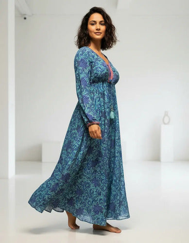 Vestido Boho Largo Seda Hindú Fiesta