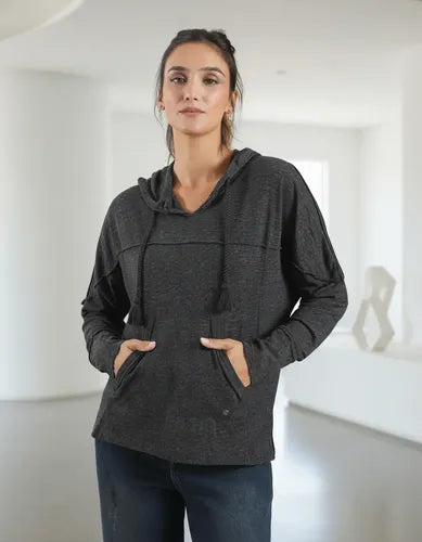 Buzo Liviano Modelo Grande Oversize Único Gris Oscuro Lisa