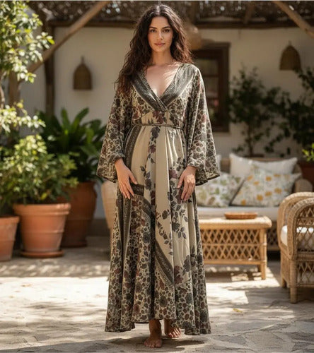 Vestido Mangas Oxford Seda Hindú Fiesta