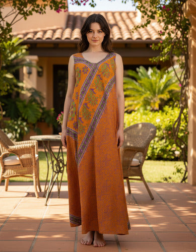 Vestido Solero Seda Hindu  Modelo Amplio
