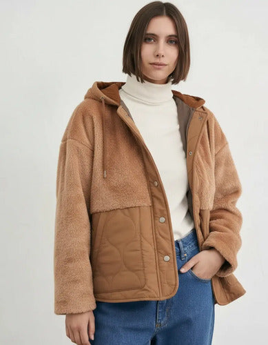Campera De Peluche Y  Matelasse