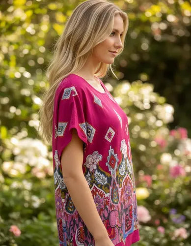 Remera Blusa Importada Estampada Lanilla Mandalas
