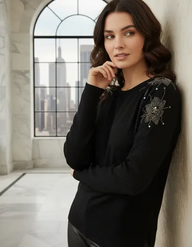 Sweater Tejido Importado Detalles Strass  Estrellas Cod. 314