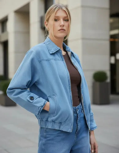 Campera Bomber Denim Jean