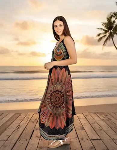 Vestido Solero Largo Importado India Boho Tipo Rapsodia