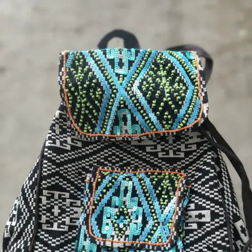 Mochila Bordada Estilo Folk Lentejuelas