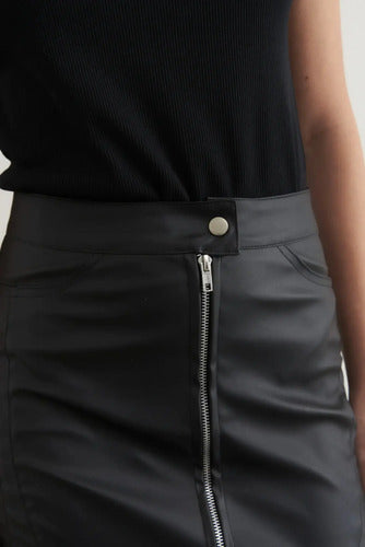 Pollera Mini Ecocuero Con Cierre
