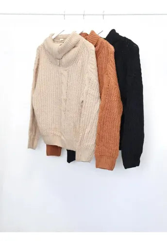 Sweater Tejido Importado X03 Marrón Liso Único