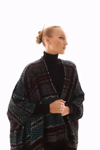 Poncho Saco Ruana Amplio Tejido Xxxl Pelo De Mono