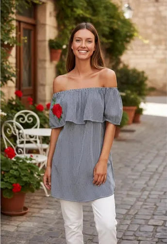 Blusa Bordada Paisana Larga