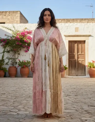 Vestido Largo De India Con Lurex