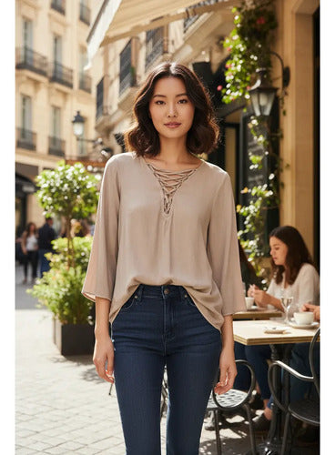 Blusa Tunica Camisa Importada Manga 3/4