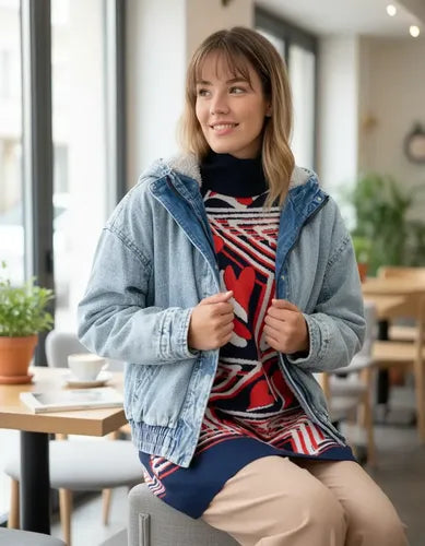 Campera De Jean Con Piel Importada