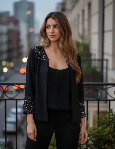 Saco Capa Chaqueta Kimono Noche Fiesta Plata E/gratis!