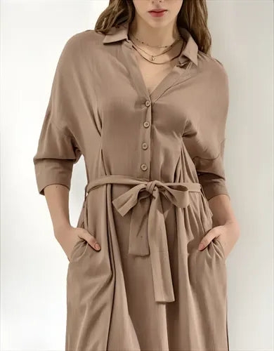 Vestido Camisero De Lino
