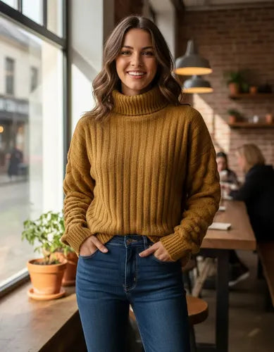 Sweater Polerón  Oversize Talle Grande Marrón Claro Único