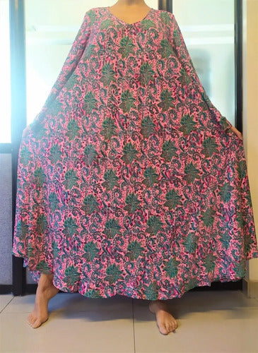 Vestido Largo Seda Hindu Importado Talle Grande Xxl