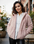 Saco Chaqueta De Piel Sintética Importado Extra Suave Rosa Unico Pelo Corto