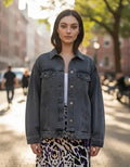 Campera De Jean Denim Basica Jean Rígido Gris Oscuro Xl Lisa