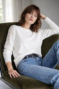 Sweater Tejido Importado Detalle En Brazos Strass  Cod. 537 Blanco Unico