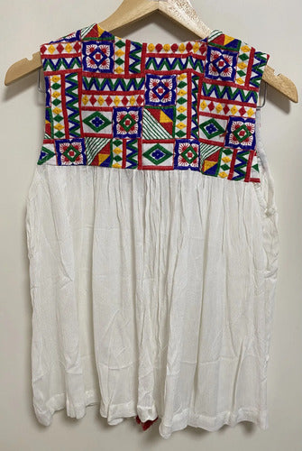 Kimono Chaleco Bordado Hindú Blanco Único