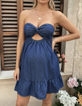 Vestido Solero De Jean Modelo Amplio Apto Embarazo Azul Liso Xl